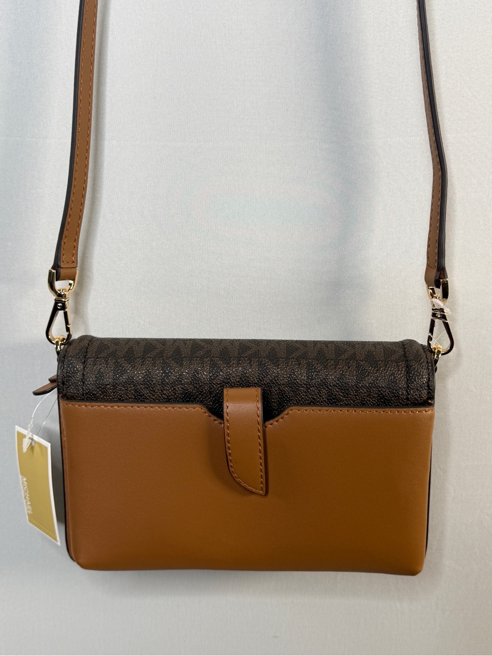 NWT Michael Kors Jet Set Charm Phone Crossbody Leather Wallet Brown / Acorn - Picture 7 of 16
